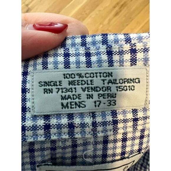 LL Bean Mens L/S Plaid Button Front Shirt Size 17-33 - Picture 3 of 3